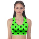 Polka Dots - Black on Neon Green Women s Sports Bra