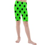 Polka Dots - Black on Neon Green Kid s Mid Length Swim Shorts