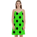 Polka Dots - Black on Neon Green Women s Reversible Sports Bra with Border