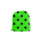 Polka Dots - Black on Neon Green Drawstring Pouch (S)