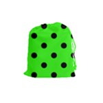 Polka Dots - Black on Neon Green Drawstring Pouch (M)