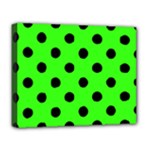 Polka Dots - Black on Neon Green Deluxe Canvas 20  x 16  (Stretched)