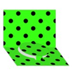 Polka Dots - Black on Neon Green Circle Bottom 3D Greeting Card (7x5)