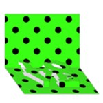 Polka Dots - Black on Neon Green LOVE Bottom 3D Greeting Card (7x5)
