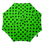 Polka Dots - Black on Neon Green Hook Handle Umbrella (Large)