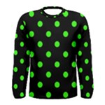 Polka Dots - Neon Green on Black Men s Long Sleeve T-shirt