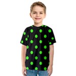 Polka Dots - Neon Green on Black Kid s Sport Mesh Tee