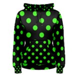 Polka Dots - Neon Green on Black Women s Pullover Hoodie