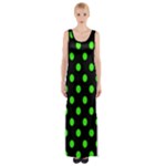 Polka Dots - Neon Green on Black Maxi Thigh Split Dress