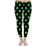 Polka Dots - Neon Green on Black Winter Leggings