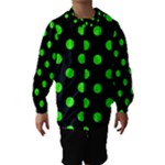 Polka Dots - Neon Green on Black Hooded Wind Breaker (Kids)