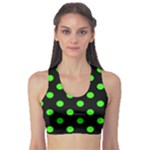 Polka Dots - Neon Green on Black Women s Sports Bra