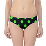 Polka Dots - Neon Green on Black Hipster Bikini Bottoms