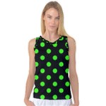 Polka Dots - Neon Green on Black Women s Basketball Tank Top