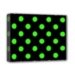 Polka Dots - Neon Green on Black Deluxe Canvas 14  x 11  (Stretched)