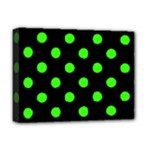 Polka Dots - Neon Green on Black Deluxe Canvas 16  x 12  (Stretched)