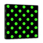 Polka Dots - Neon Green on Black Mini Canvas 8  x 8  (Stretched)
