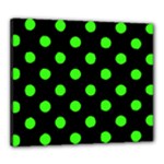 Polka Dots - Neon Green on Black Canvas 24  x 20  (Stretched)