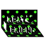 Polka Dots - Neon Green on Black Best Friends 3D Greeting Card (8x4)