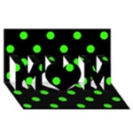 Polka Dots - Neon Green on Black MOM 3D Greeting Card (8x4)