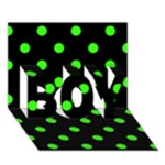 Polka Dots - Neon Green on Black BOY 3D Greeting Card (7x5)
