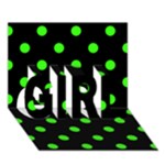 Polka Dots - Neon Green on Black GIRL 3D Greeting Card (7x5)