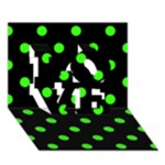 Polka Dots - Neon Green on Black LOVE 3D Greeting Card (7x5)