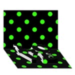 Polka Dots - Neon Green on Black LOVE Bottom 3D Greeting Card (7x5)