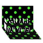 Polka Dots - Neon Green on Black YOU ARE INVITED 3D Greeting Card (7x5)