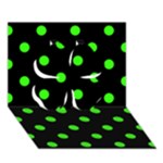 Polka Dots - Neon Green on Black Clover 3D Greeting Card (7x5)