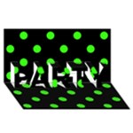 Polka Dots - Neon Green on Black PARTY 3D Greeting Card (8x4)
