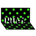 Polka Dots - Neon Green on Black HUGS 3D Greeting Card (8x4)