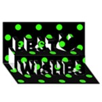 Polka Dots - Neon Green on Black Best Wish 3D Greeting Card (8x4)