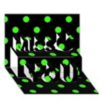 Polka Dots - Neon Green on Black Miss You 3D Greeting Card (7x5)
