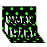 Polka Dots - Neon Green on Black WORK HARD 3D Greeting Card (7x5)