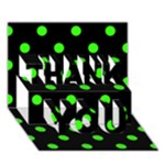 Polka Dots - Neon Green on Black THANK YOU 3D Greeting Card (7x5)