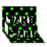 Polka Dots - Neon Green on Black TAKE CARE 3D Greeting Card (7x5)