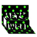 Polka Dots - Neon Green on Black Get Well 3D Greeting Card (7x5)