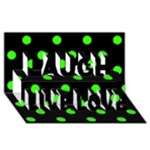 Polka Dots - Neon Green on Black Laugh Live Love 3D Greeting Card (8x4)