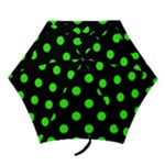 Polka Dots - Neon Green on Black Mini Umbrella
