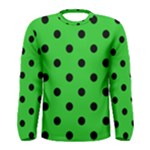 Polka Dots - Black on Lime Green Men s Long Sleeve T-shirt