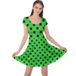 Polka Dots - Black on Lime Green Cap Sleeve Dress