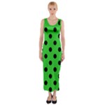 Polka Dots - Black on Lime Green Fitted Maxi Dress