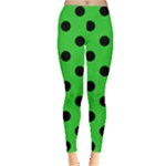 Polka Dots - Black on Lime Green Women s Leggings