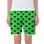 Polka Dots - Black on Lime Green Women s Basketball Shorts