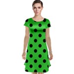 Polka Dots - Black on Lime Green Cap Sleeve Nightdress