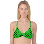 Polka Dots - Black on Lime Green Reversible Tri Bikini Top