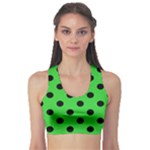 Polka Dots - Black on Lime Green Women s Sports Bra