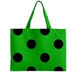 Polka Dots - Black on Lime Green Zipper Mini Tote Bag