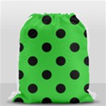 Polka Dots - Black on Lime Green Drawstring Bag (Small)
